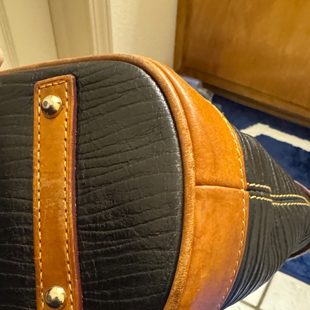 Dooney & Bourke Black Tote with Tan Trim and Straps - Picture 6 of 7